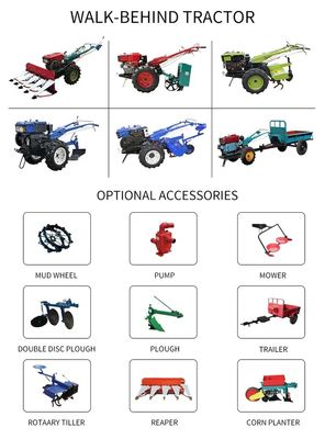 15hp motore diesel di camminata Mini Farm Tractor dell'azienda agricola del trattore agricolo 8hp